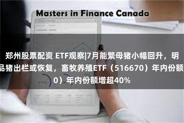 郑州股票配资 ETF观察|7月能繁母猪小幅回升，明年3月商品